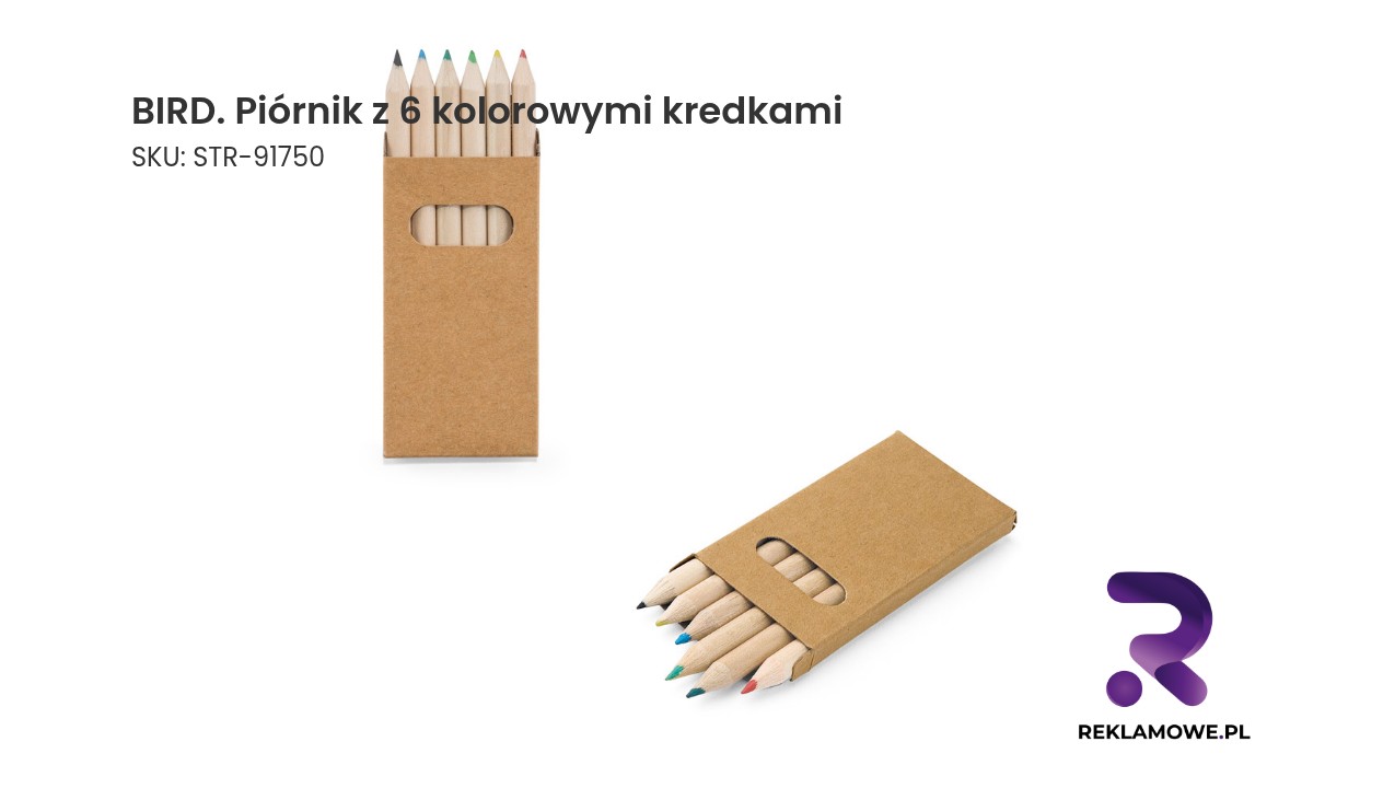 Piórnik Bird z sześcioma kolorowymi kredkami