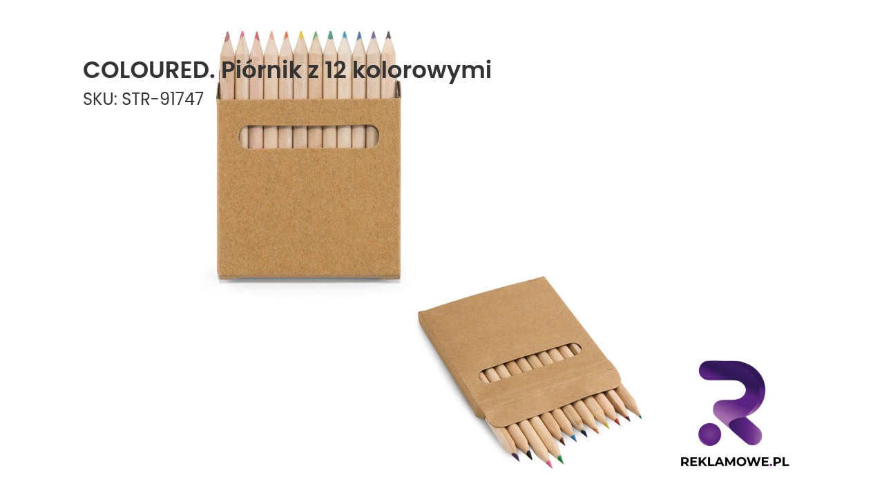 Piórnik COLOURED z 12 kolorowymi flamastrami