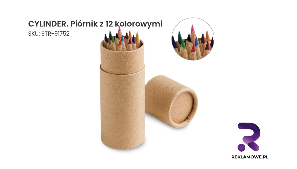 CYLINDER piórnik z 12 kolorowymi kredkami - zdjęcie produktu