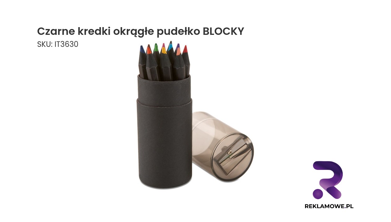 Czarne kredki okrągłe w pudełku BLOCKY