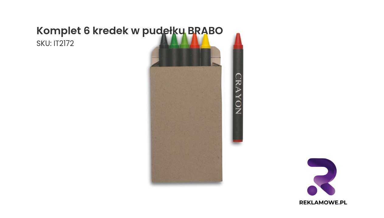Komplet sześciu kolorowych kredek w pudełku marki Brabo