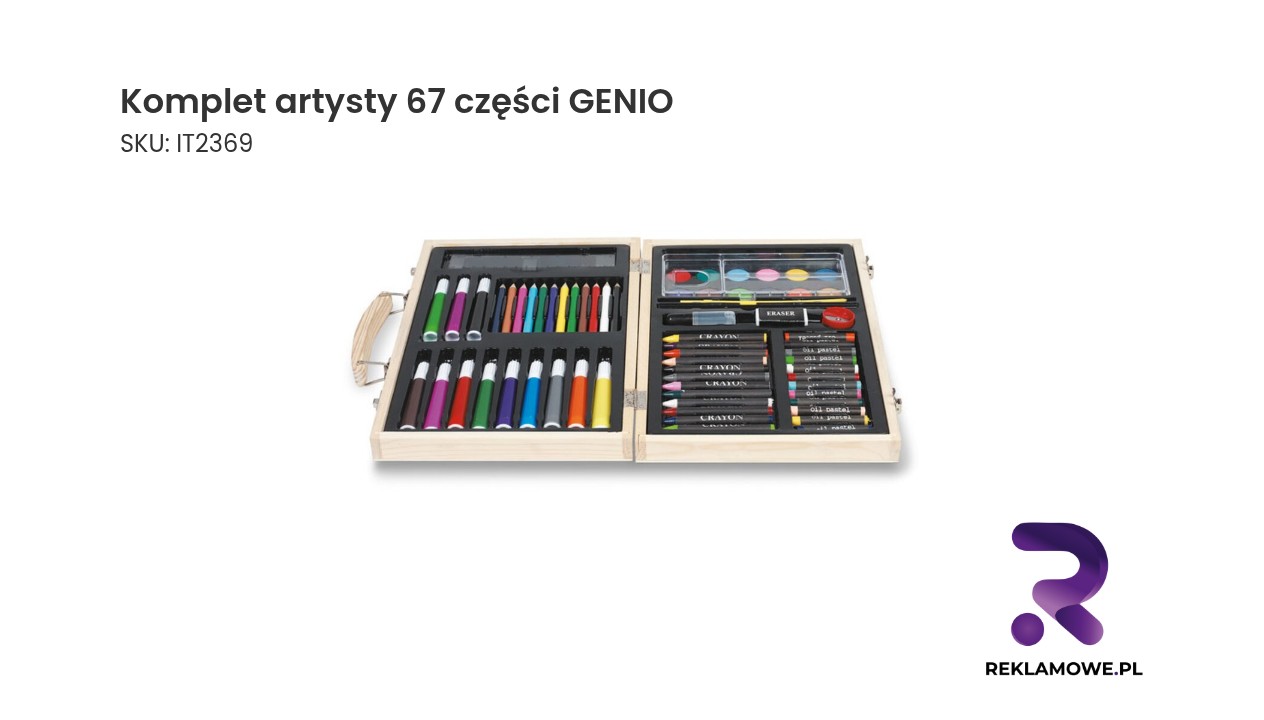 Komplet artysty 67 części GENIO - zestaw plastyczny do rysowania i malowania