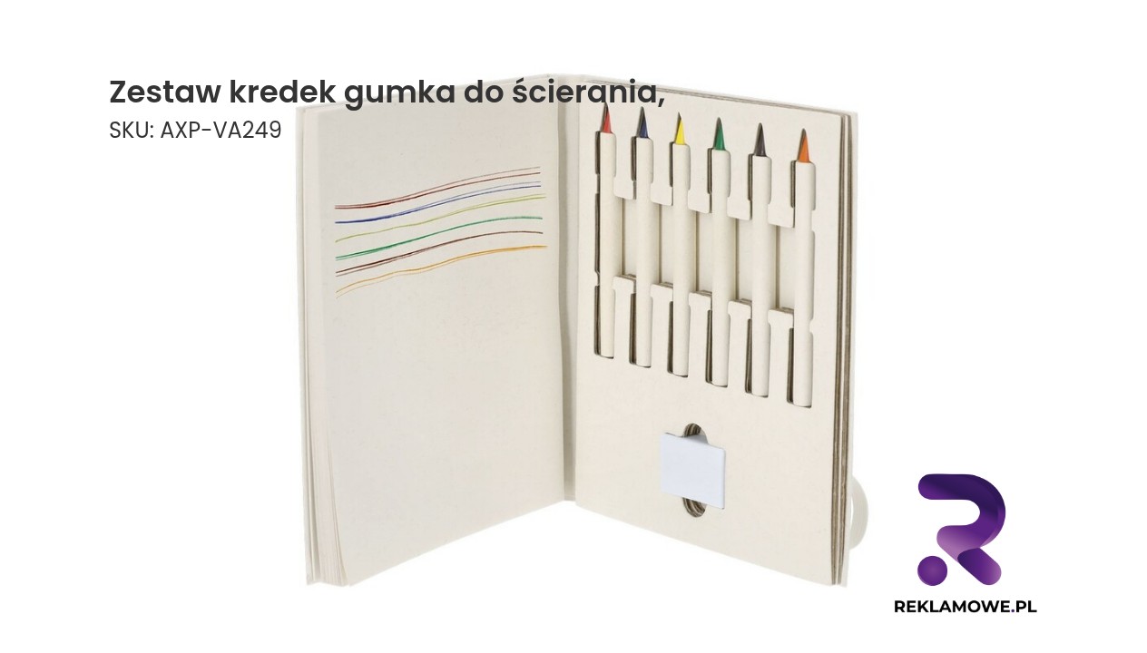 Zestaw kredek, gumka do ścierania, notatnik Zestaw kredek z gumką do ścierania